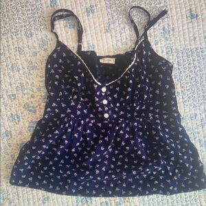 Women's Floral Navy Blue Top